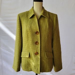Talbots green, tweed-like blazer